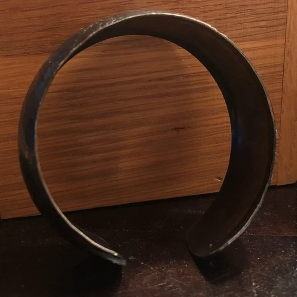 Vintage Etched Rose Floral Wide Metal Cuff Bracelet - Picture 11 of 13